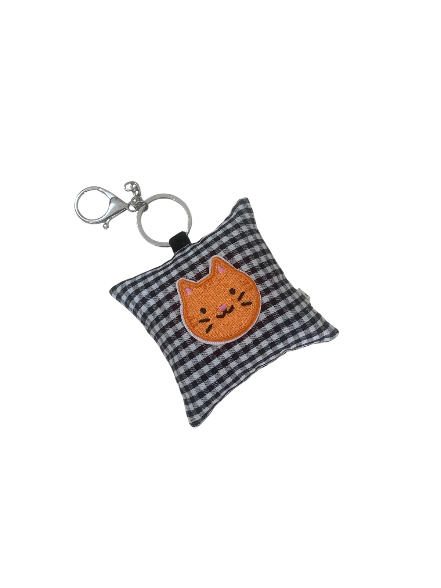 Ginger Cat Black Gingham Pillow Key Chain