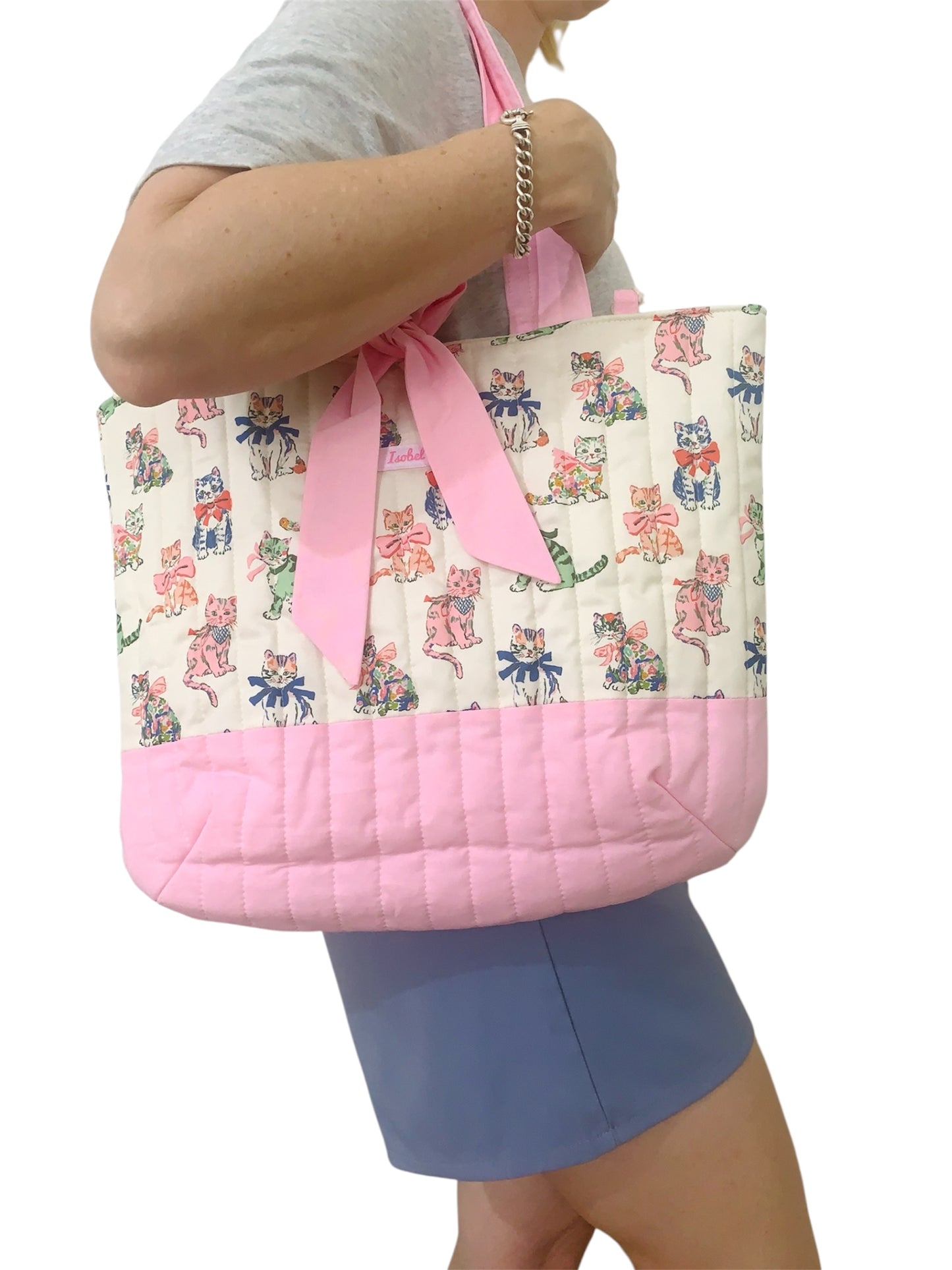 Cat Kitty Quilted Cotton Day Tote Bag