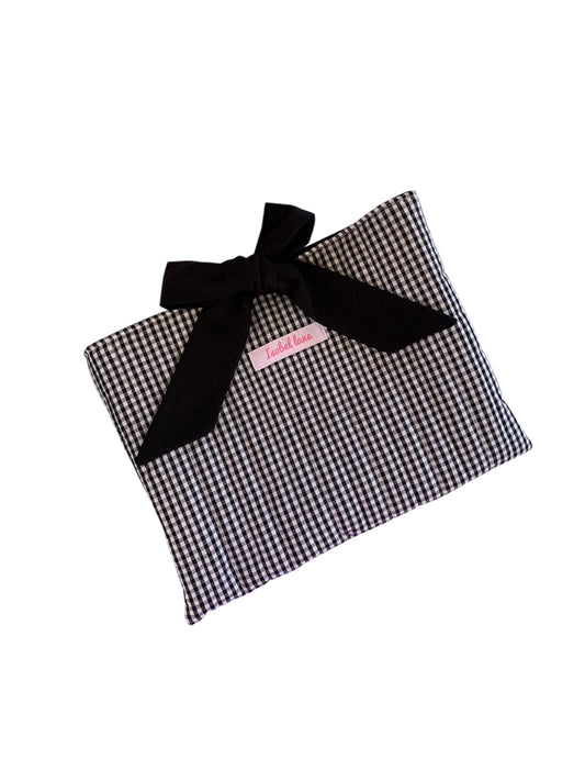 Black Gingham Quilted Book Sleeve