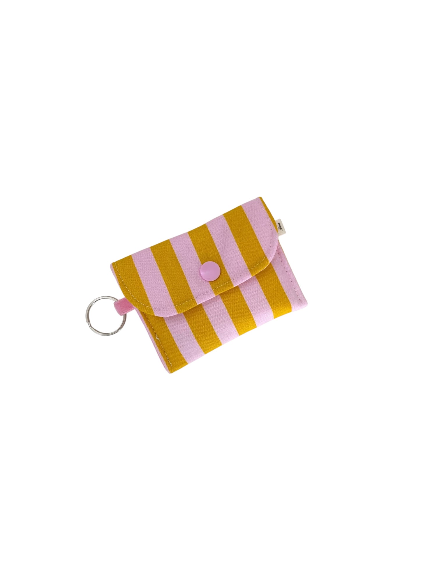 Extra Small Pink And Mustard Stripe Keyring Coin Pouch