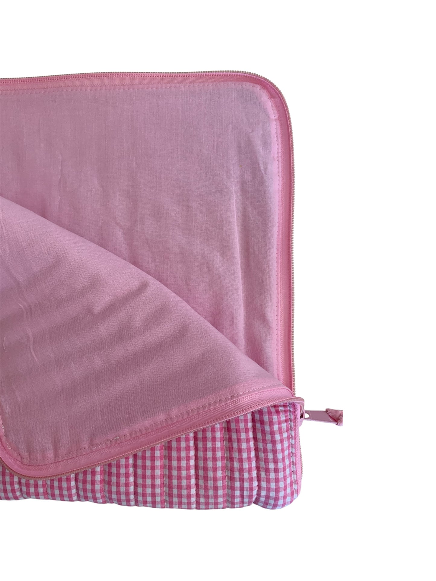 14 inch Pink Gingham Quilted Laptop Sleeve
