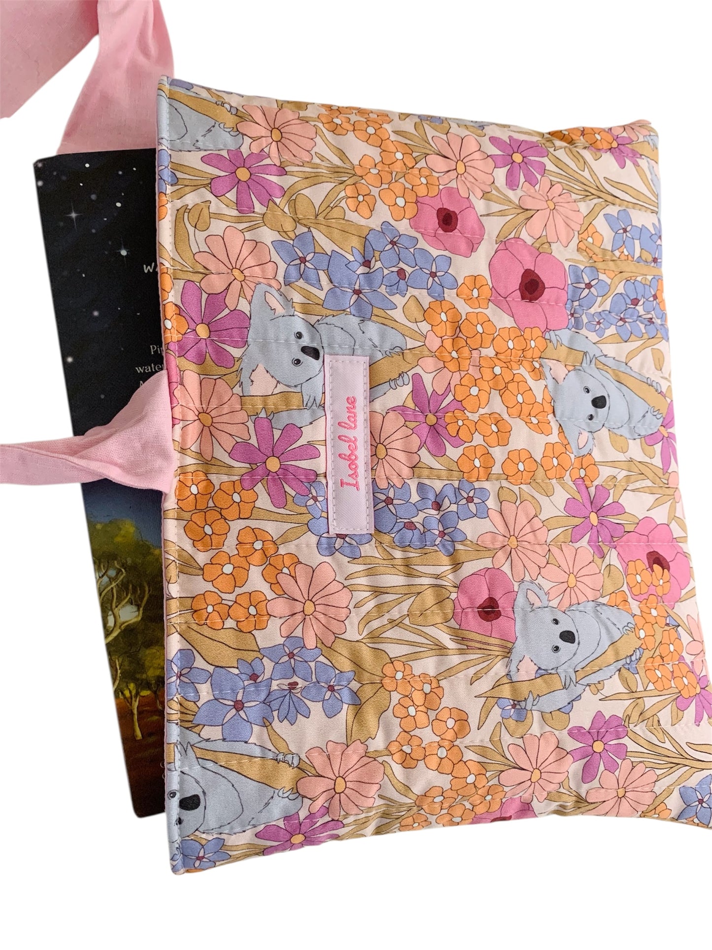 Koala Pink Floral Quilted Book Sleeve