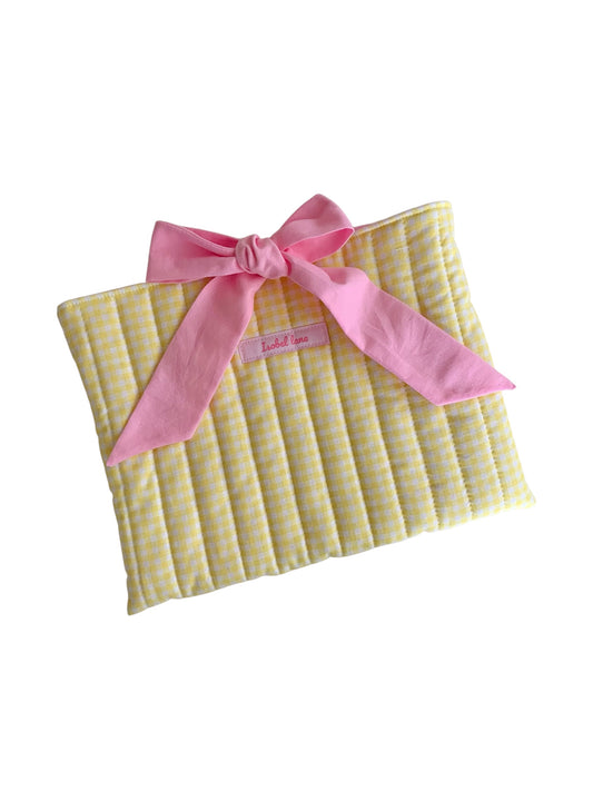 Yellow Gingham Cotton Quilted Book Sleeve