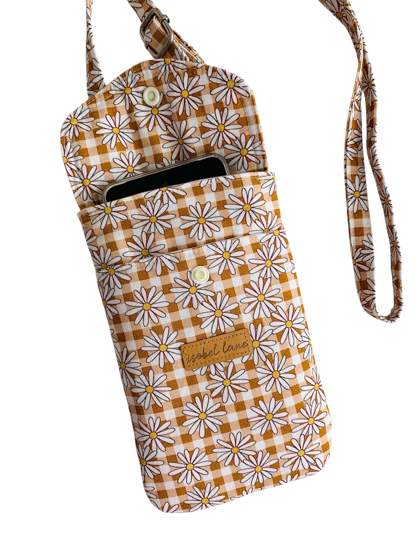 Brown daisy Cotton Canvas Mobile Phone Bag