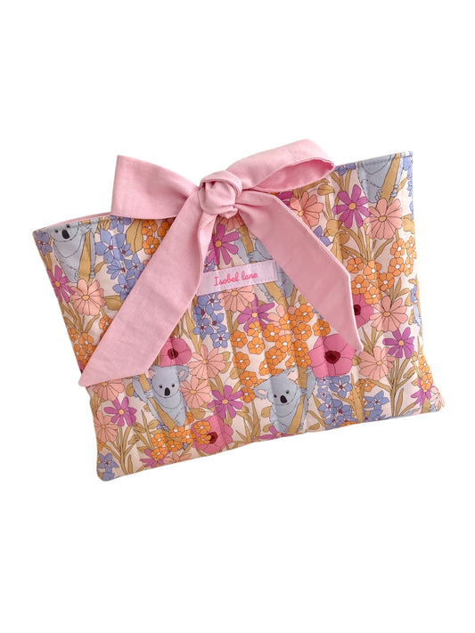 Koala Pink Floral Quilted Book Sleeve