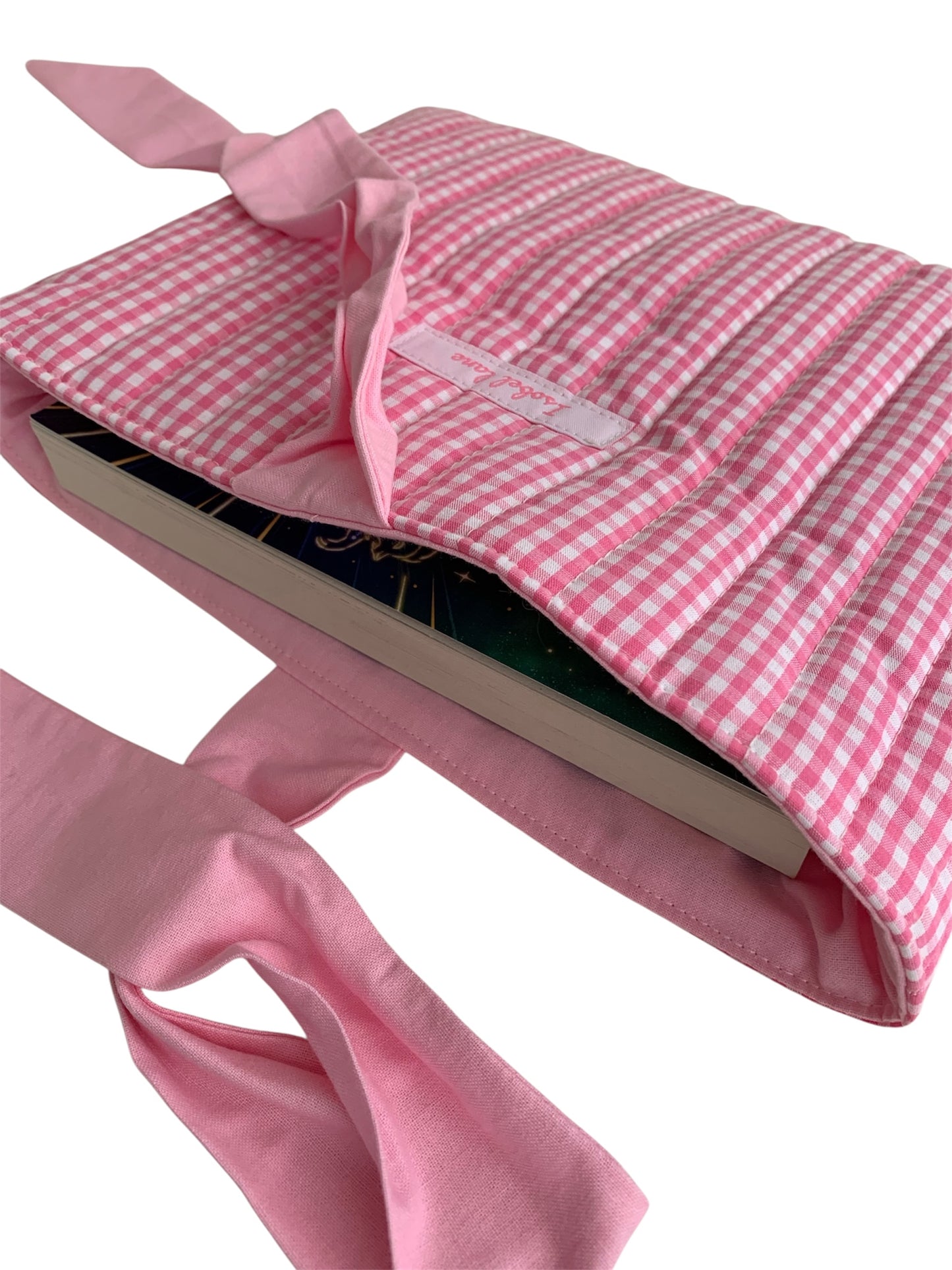 Pink Gingham Quilted Book Sleeve