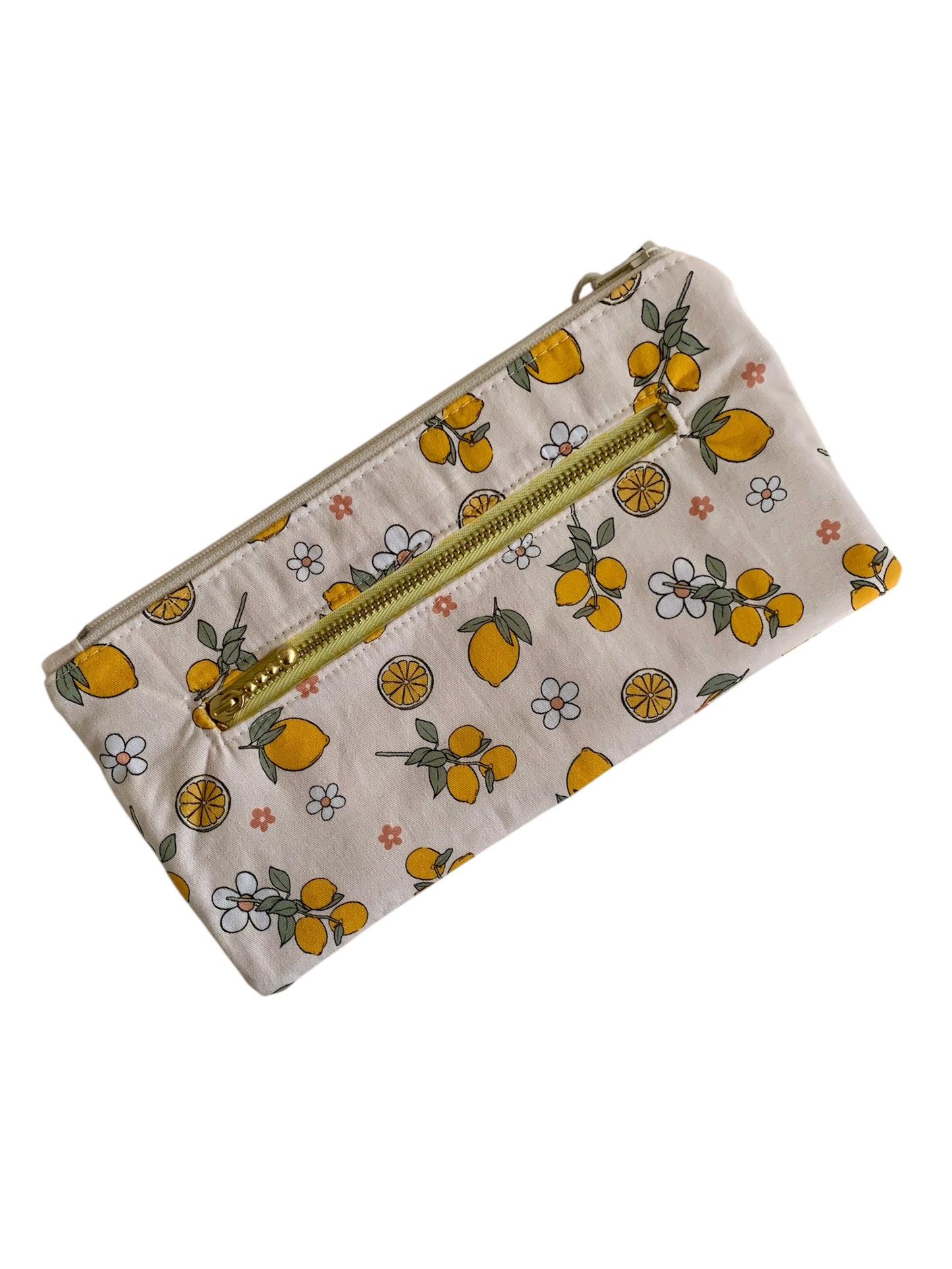 Lemon Cotton Zipper Pouch Purse