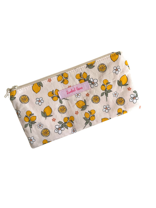 Lemon Cotton Zipper Pouch Purse