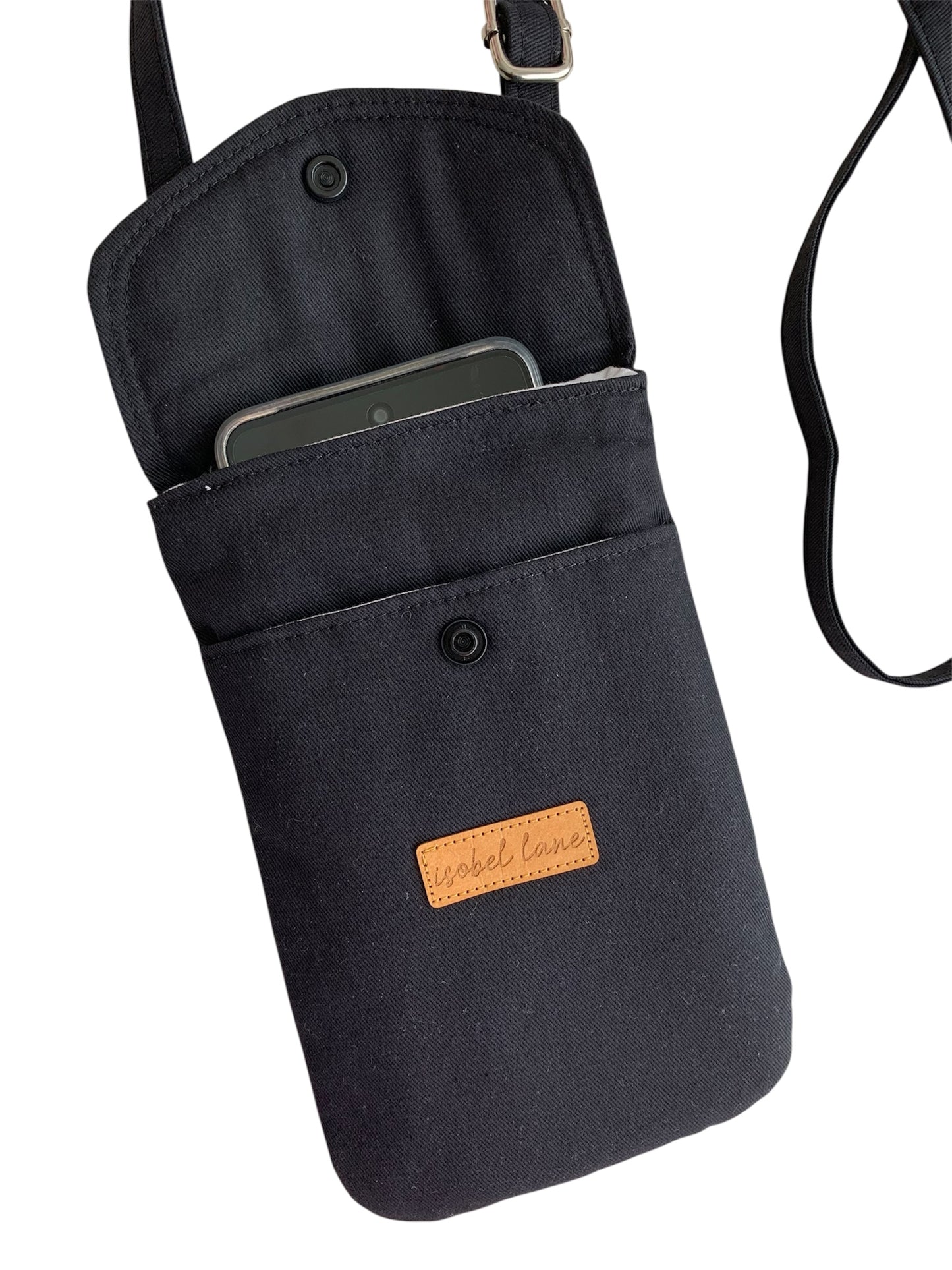 Black Cotton Mobile Phone Bag