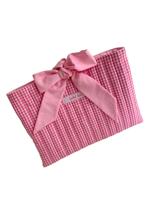 Pink Gingham Quilted Book Sleeve