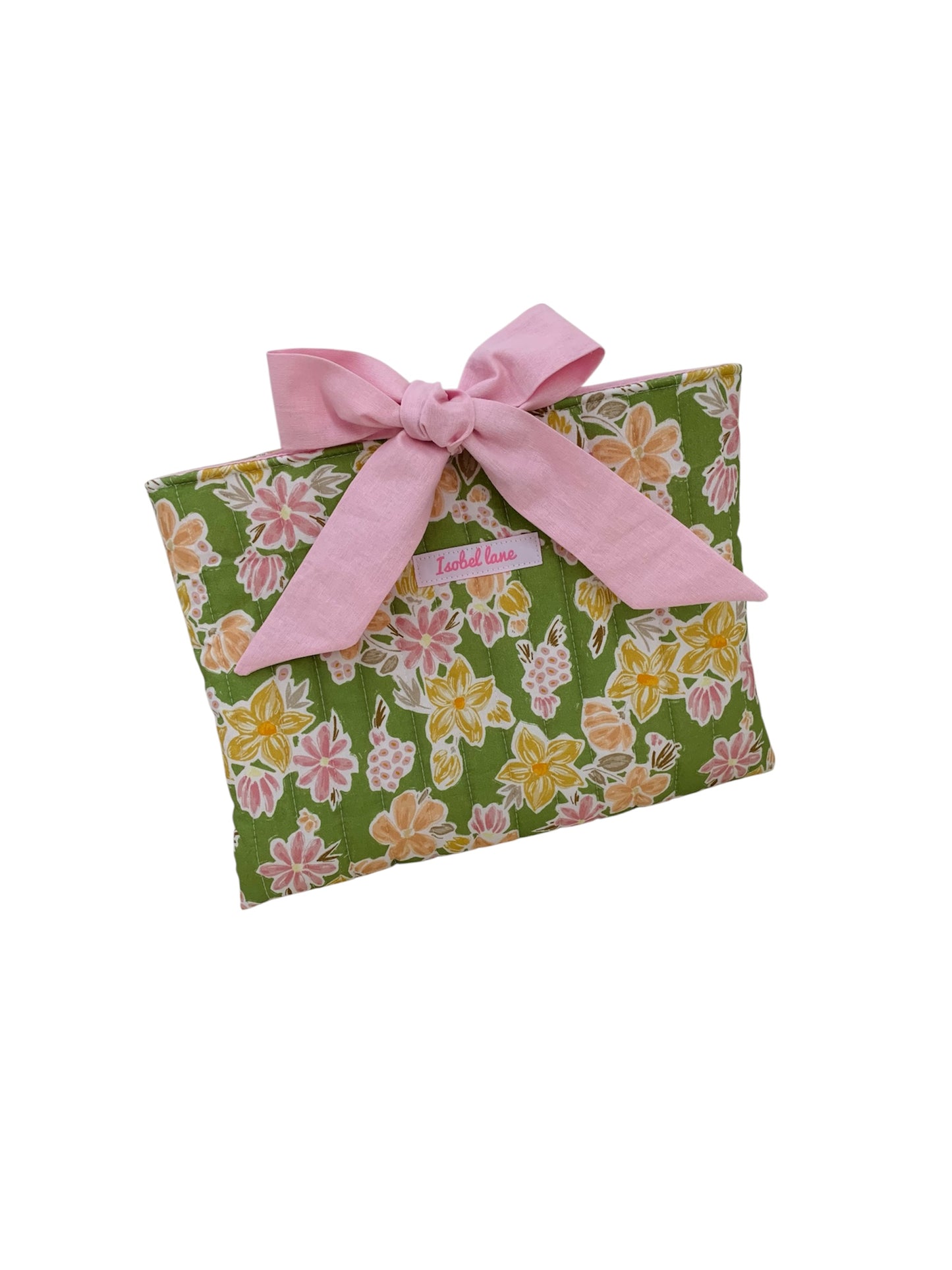 Green Floral Quilted Book Sleeve