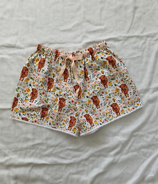 Highland Cow Cotton Pyjama Shorts