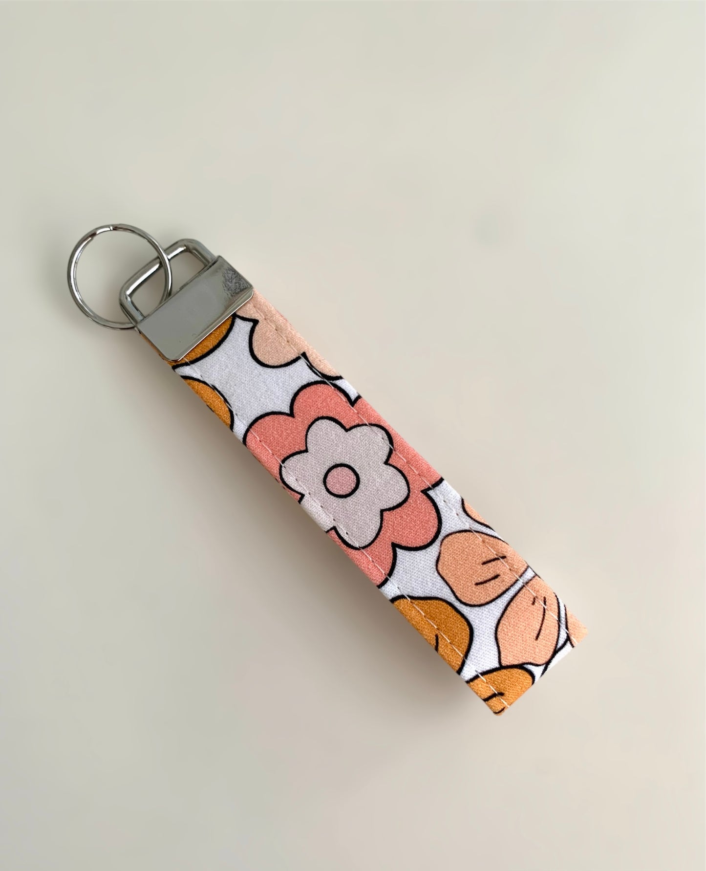 Mini Pink and Mustard Flower Key Chain