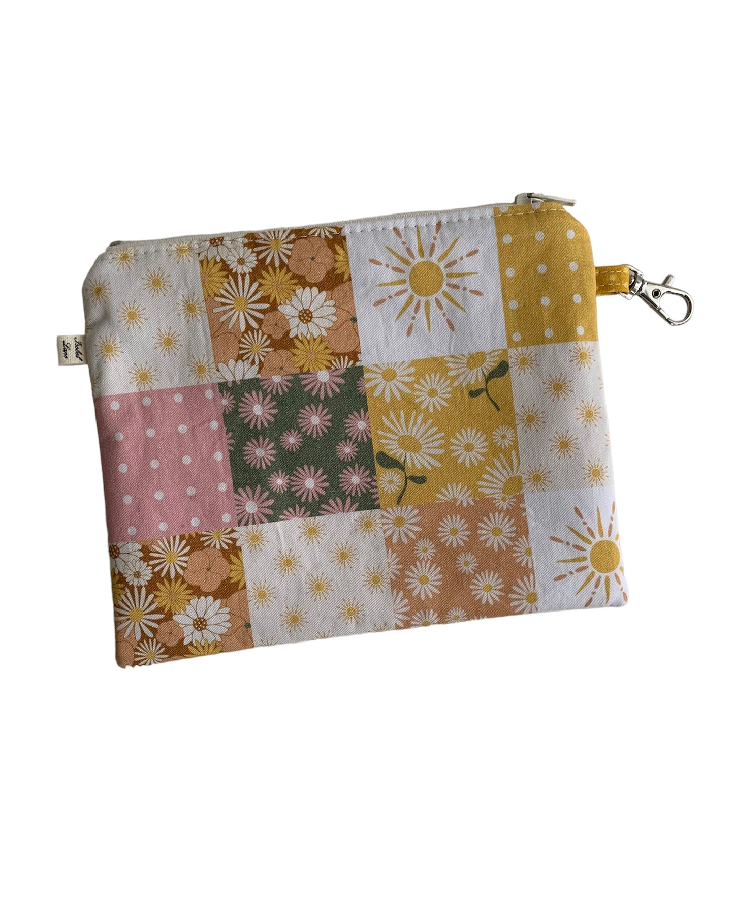 Boho Patchwork Style Mustard Spot Zipper Pouch