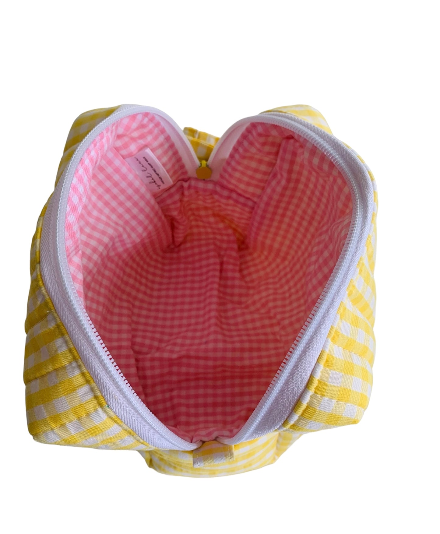 Medium Yellow Gingham Carry All Make Up Bag