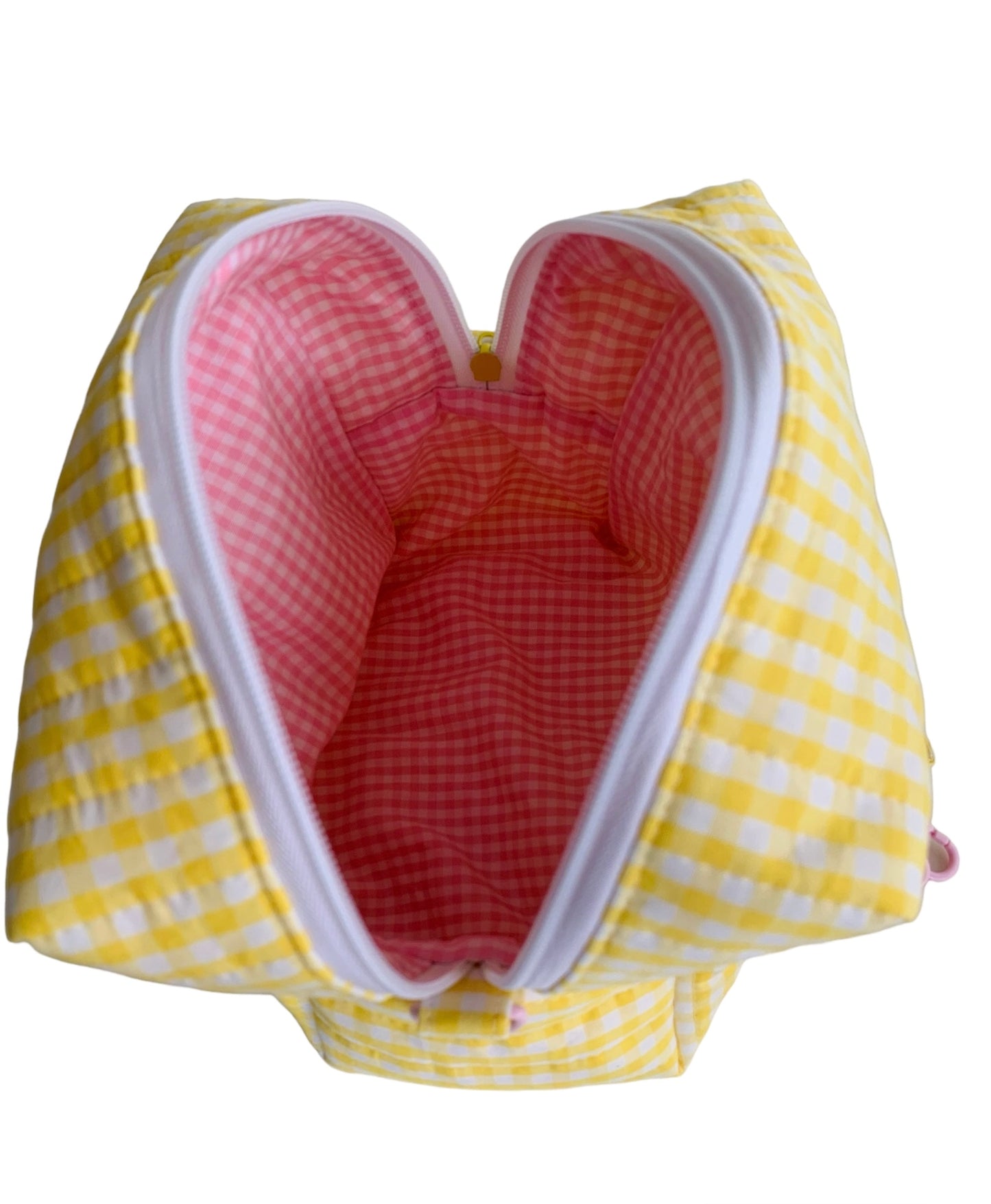 Large Yellow Gingham Carry All Make Up Bag