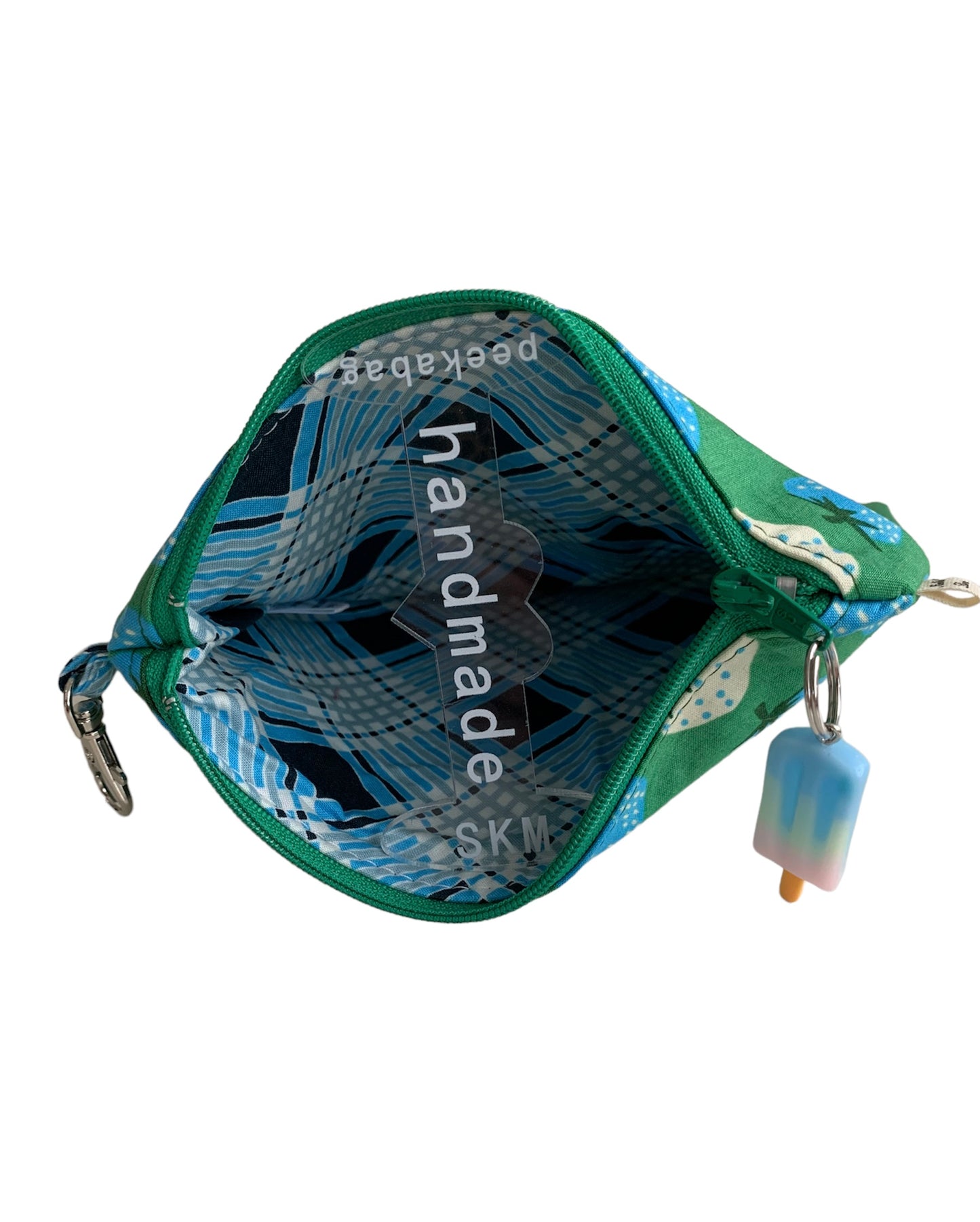 Blue And Green Strawberry Zipper Pouch