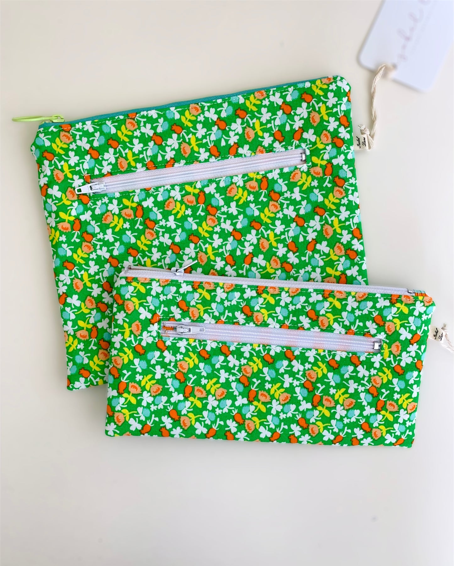 Bird Green Floral Zipper Pouch