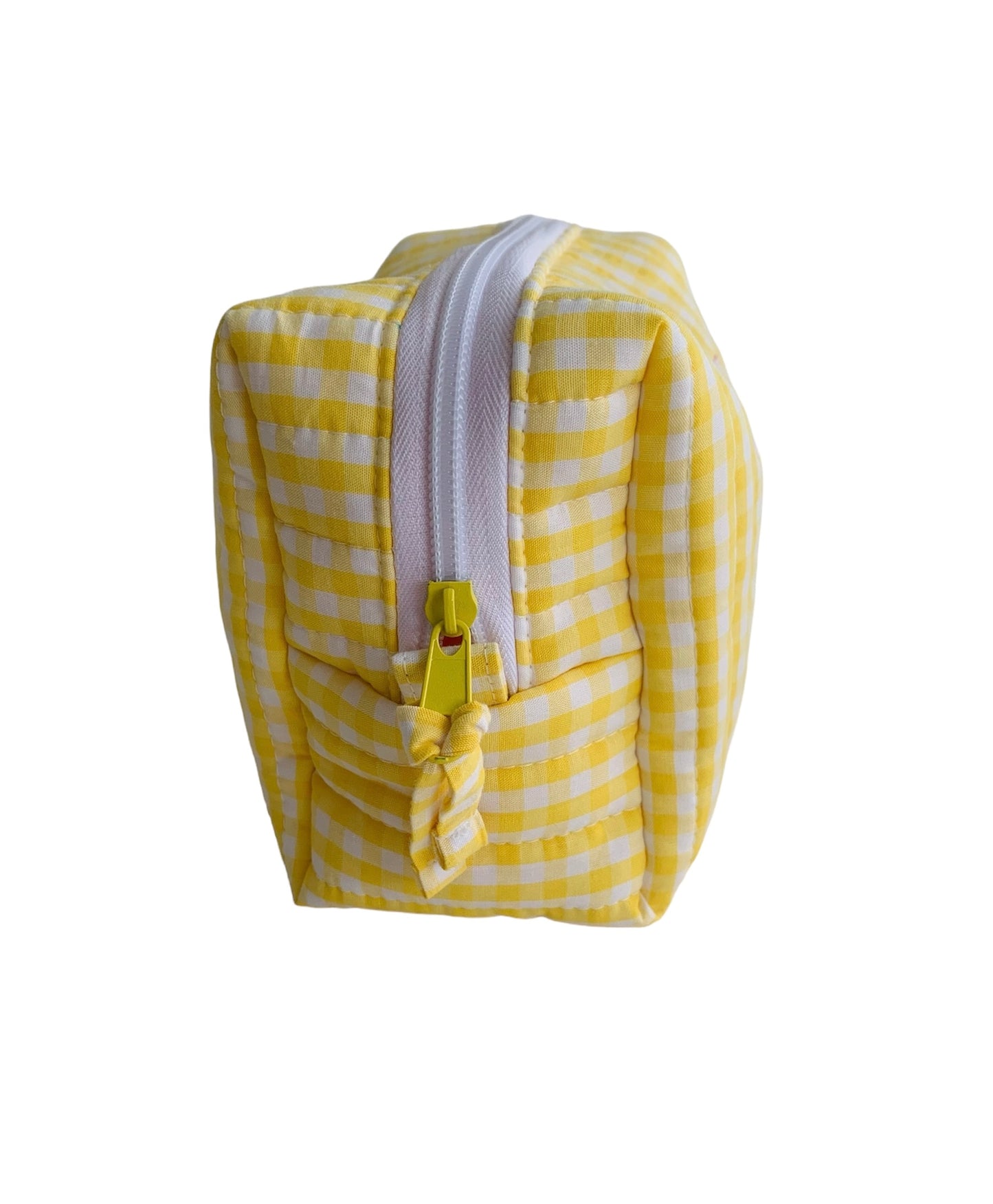 Medium Yellow Gingham Carry All Make Up Bag