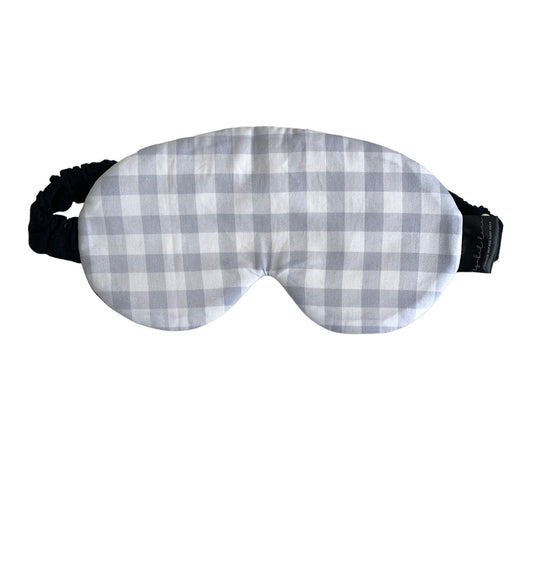 Blue Grey Gingham Cotton Sleep Eye Mask