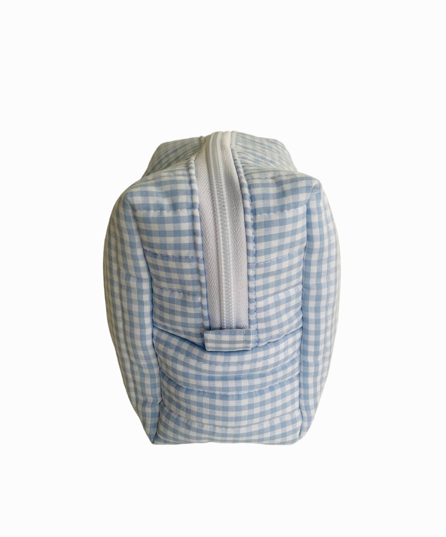 Medium Blue Gingham Carry All Make Up Bag