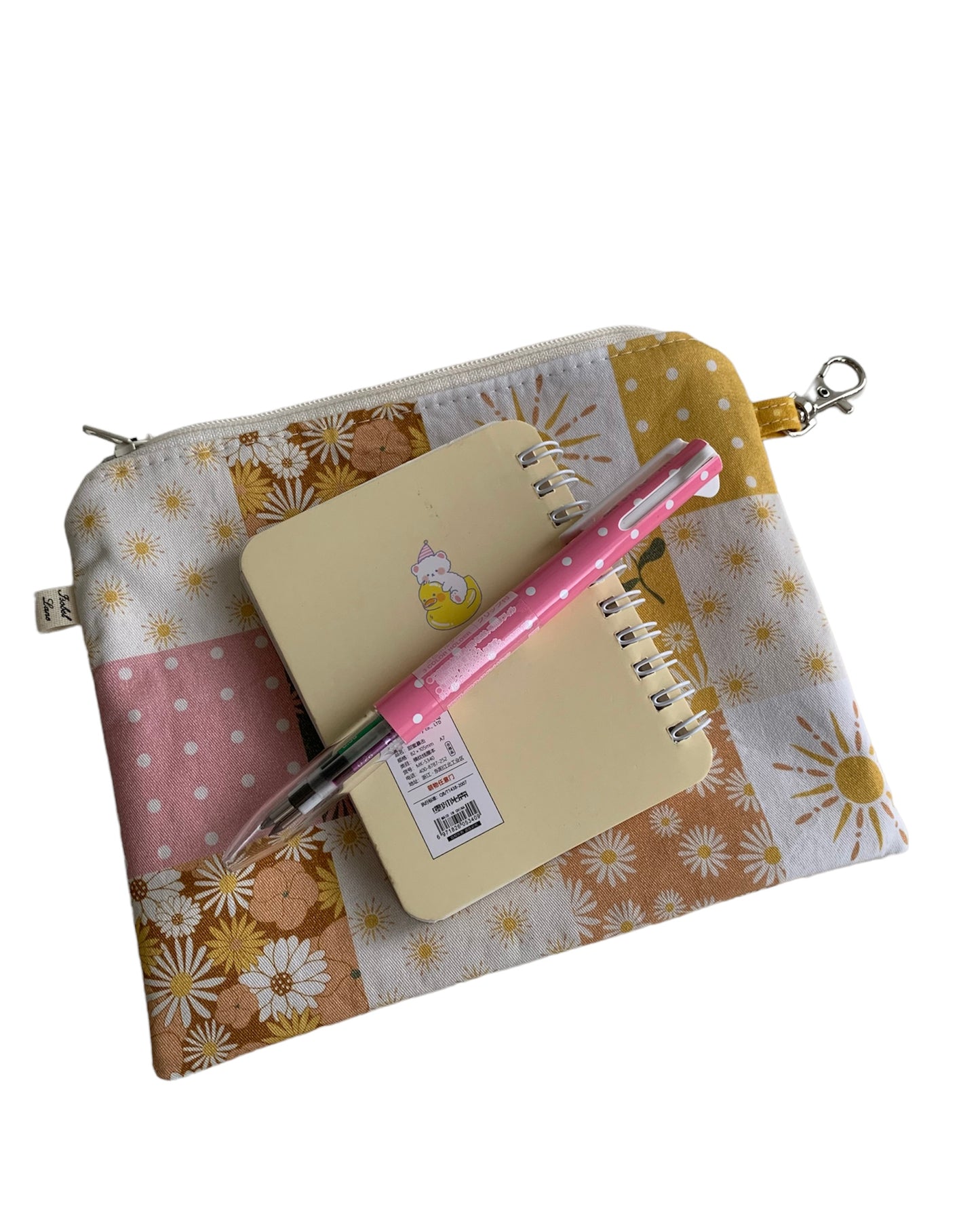 Boho Patchwork Style Mustard Spot Zipper Pouch