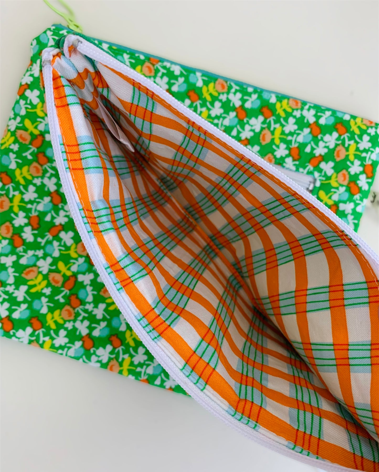 Bird Green Floral Zipper Pouch