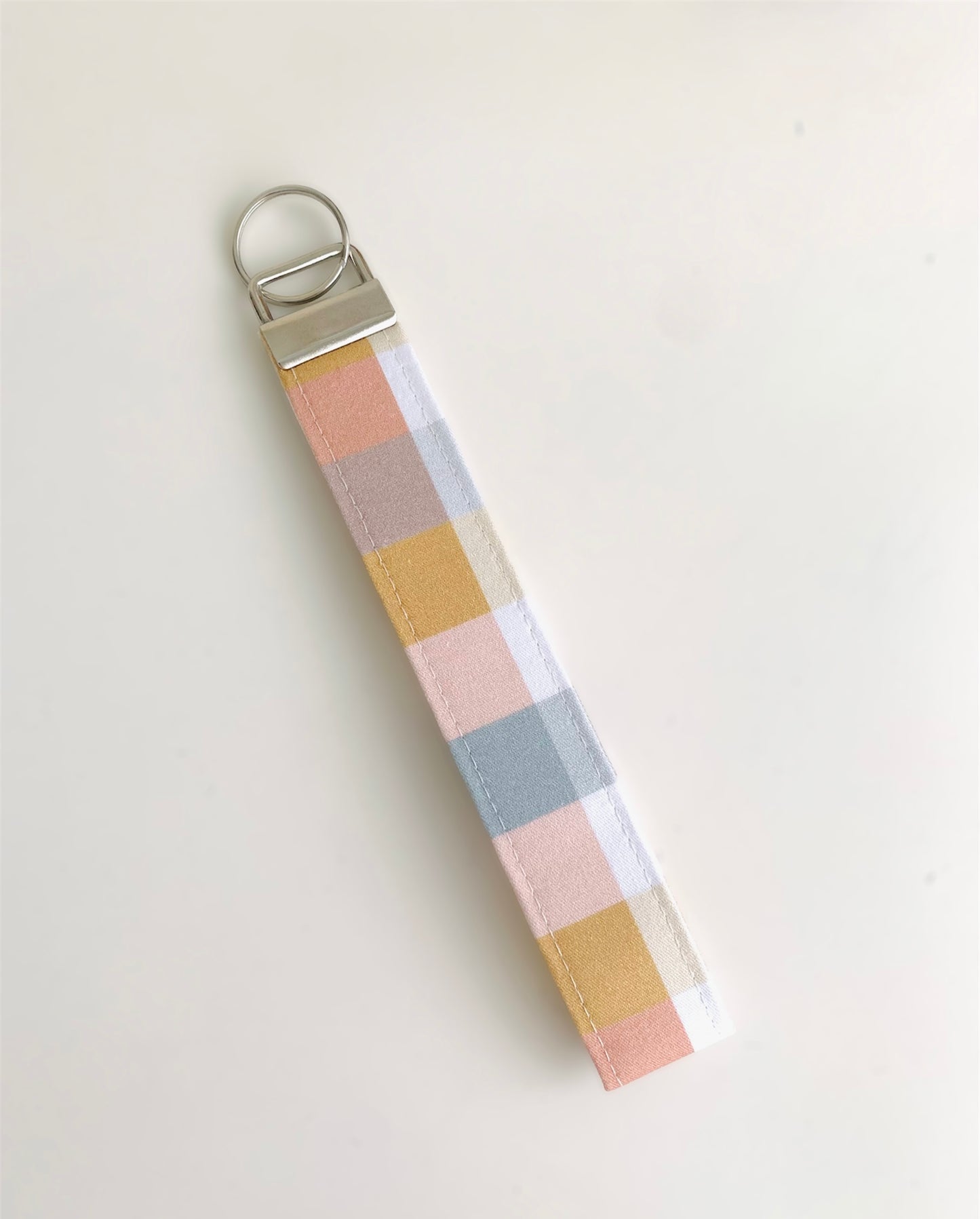 Pastel Check Wristlet Key Chain
