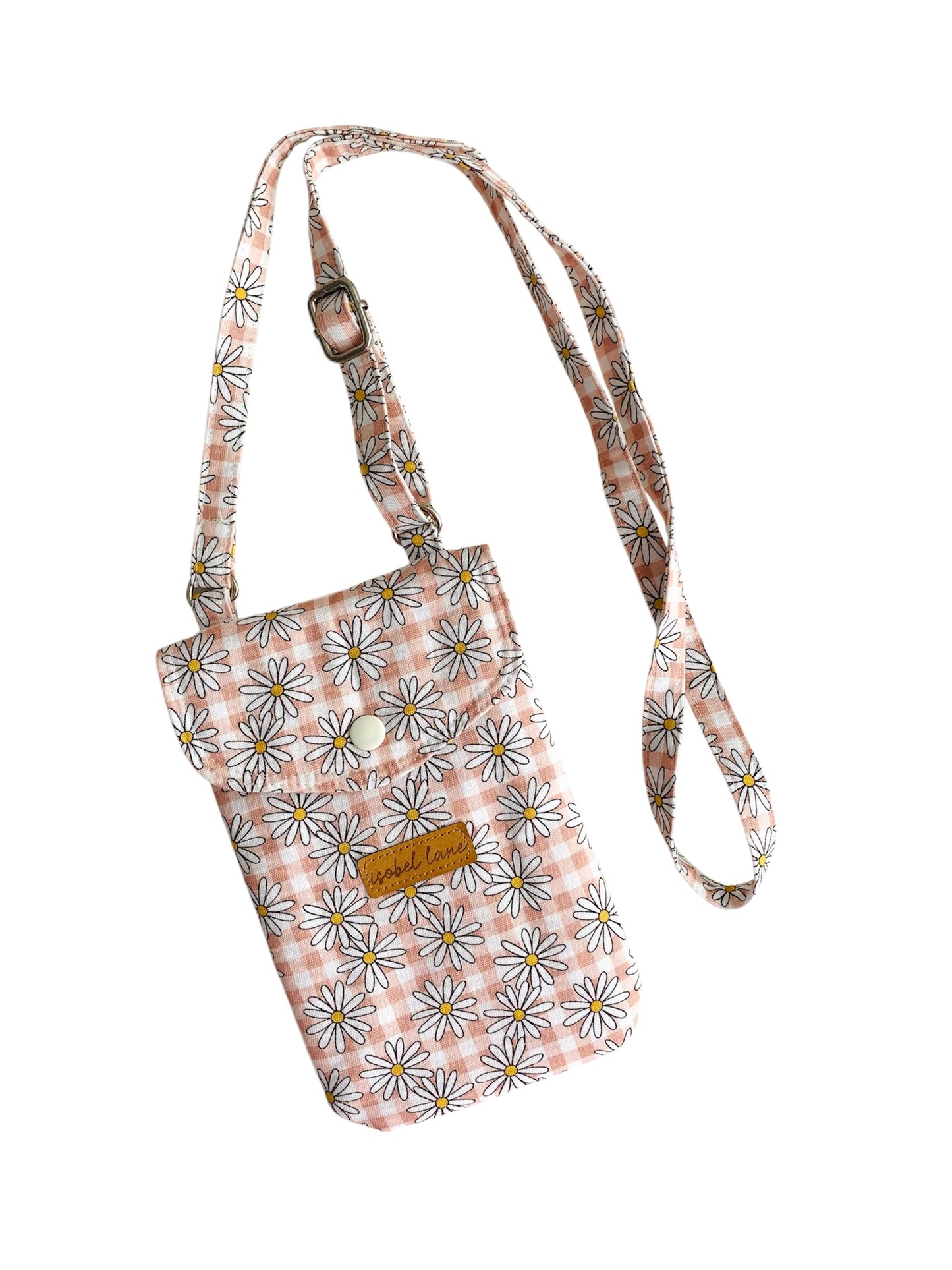 Pink Daisy Cotton Canvas Mobile Phone Bag