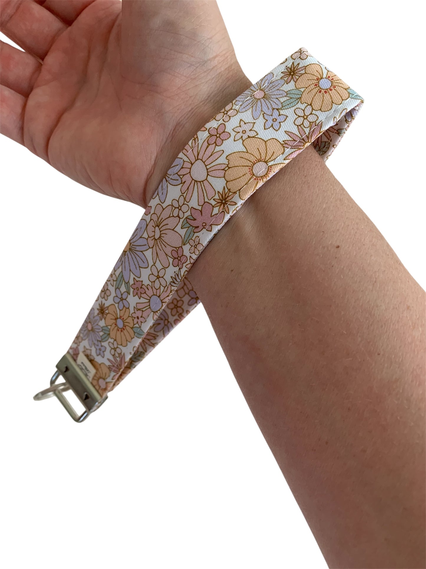 Spring Pastel Floral Wristlet Key Chain