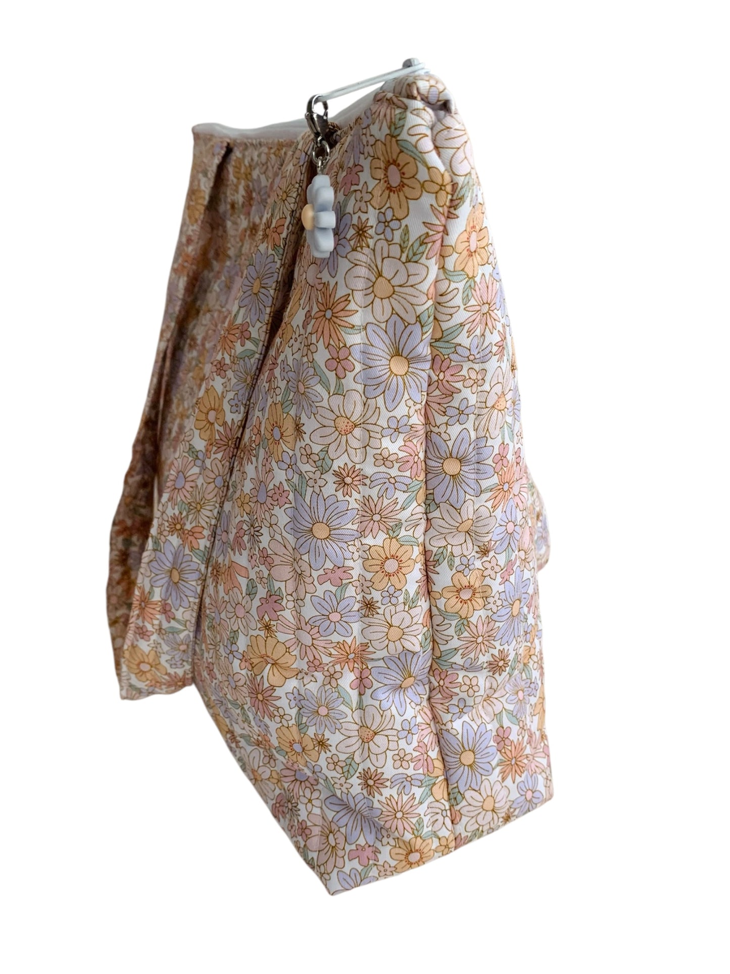 Spring Pastel Floral Quilted Cotton Small Day Tote Bag