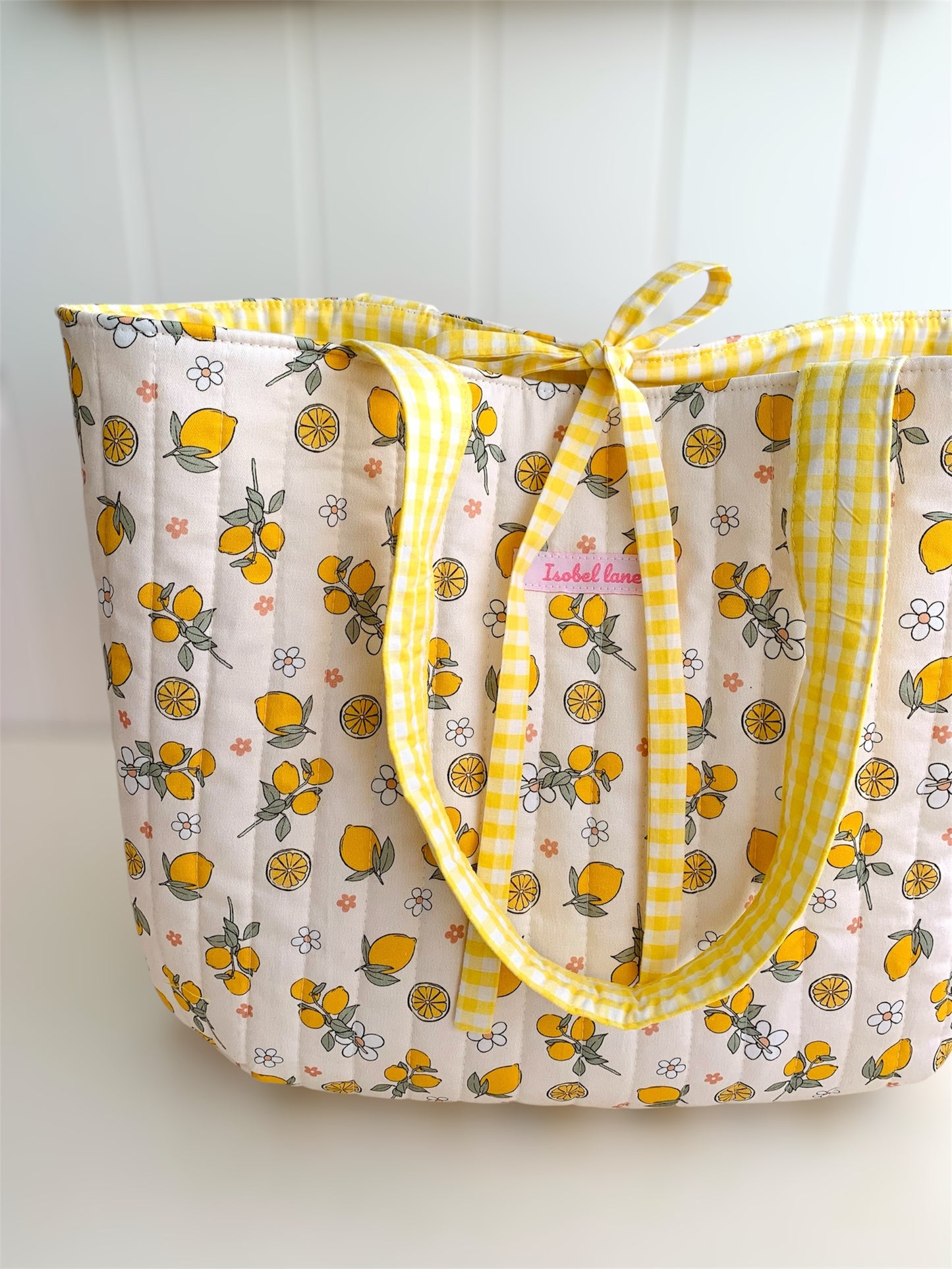 Lemon Quilted Cotton Tote Bag
