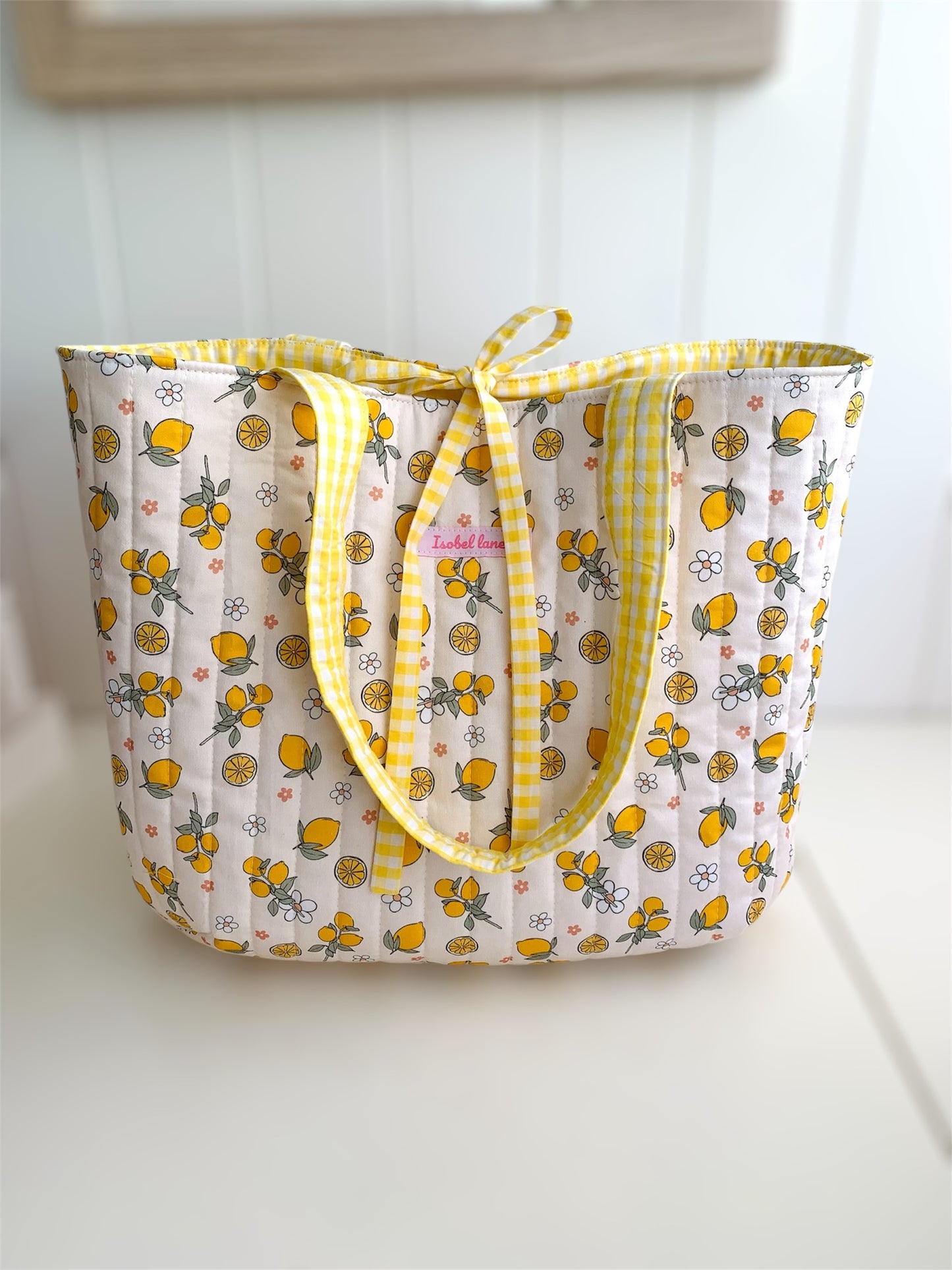 Lemon Quilted Cotton Tote Bag