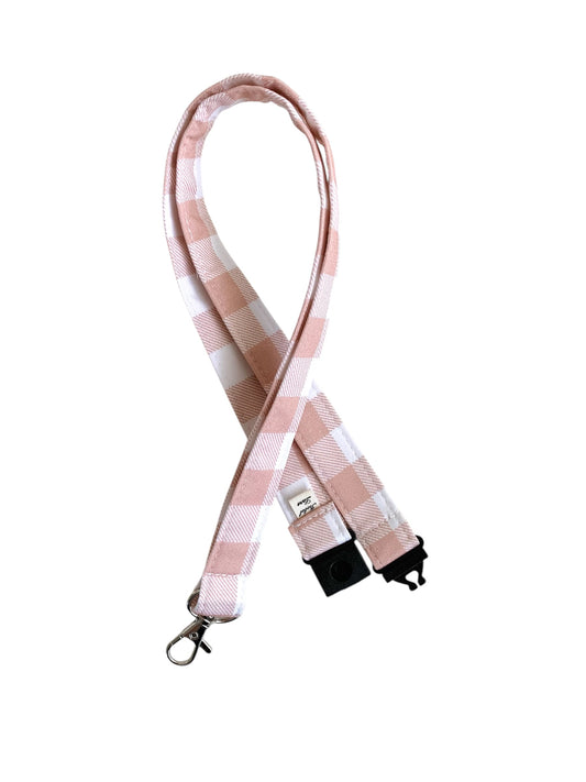 Pink Gingham Cotton Breakaway Lanyard