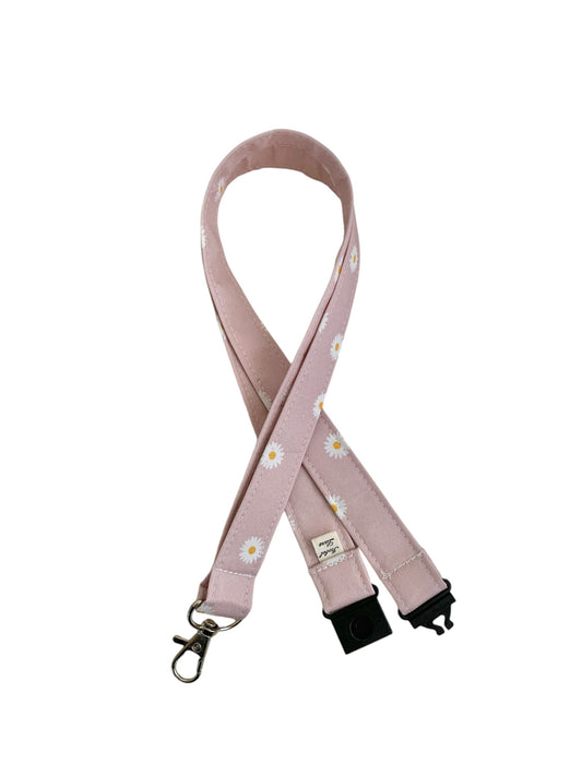 Dusty Pink Daisy Cotton Breakaway Lanyard