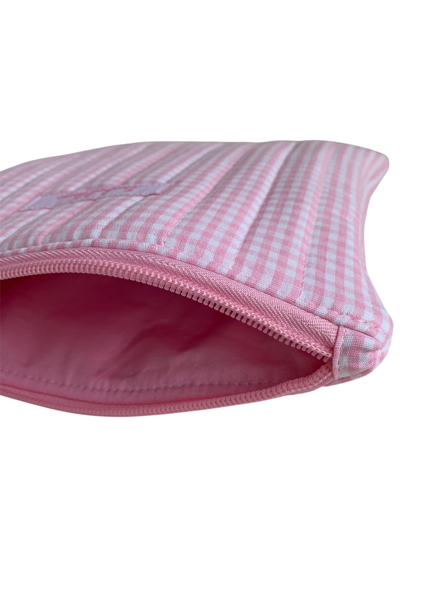 Light Pink Gingham Travel Pouch