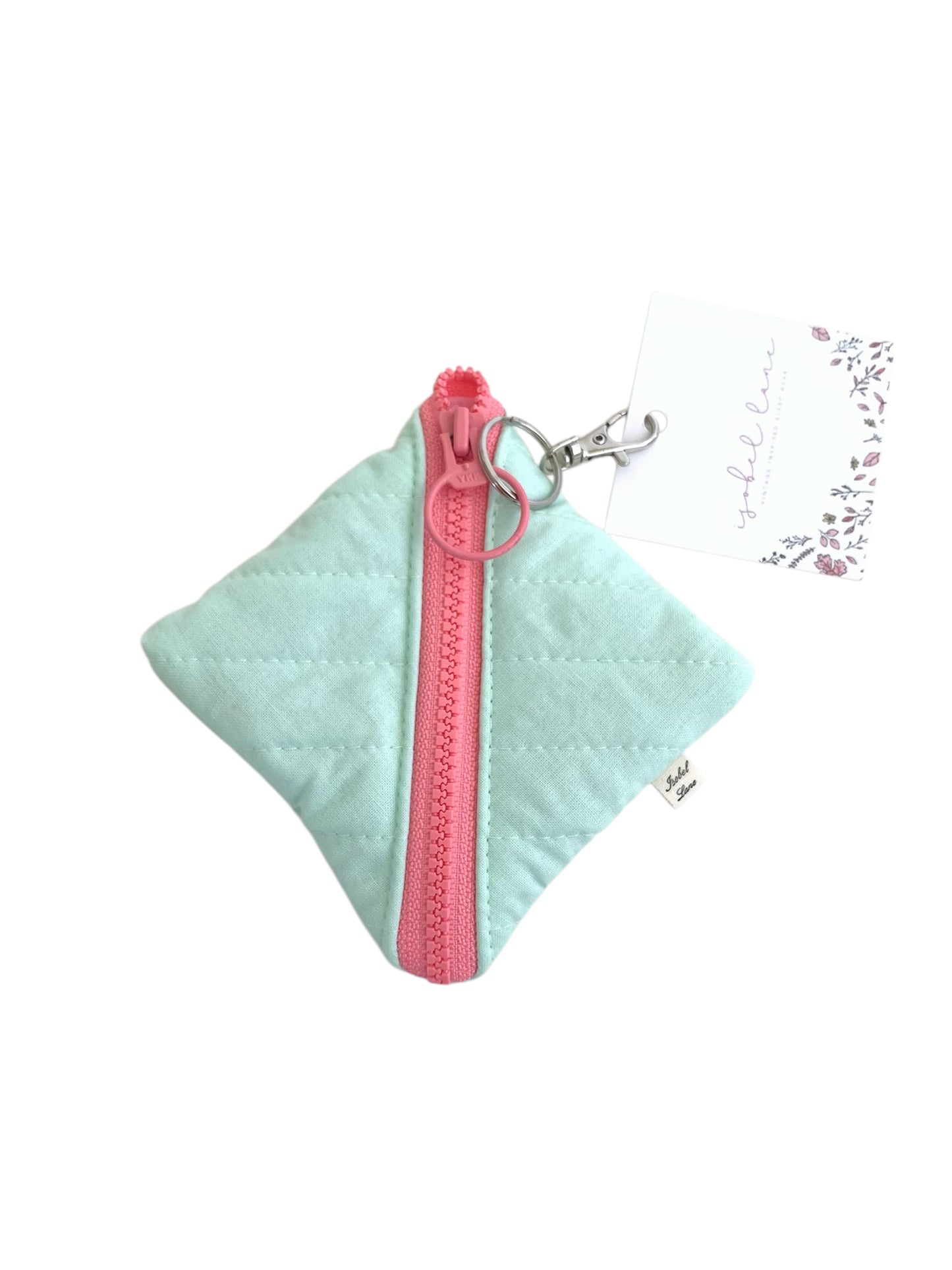 Square Mint And Pink Zipper Pouch