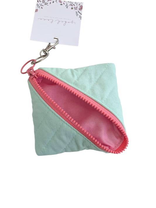 Square Mint And Pink Zipper Pouch