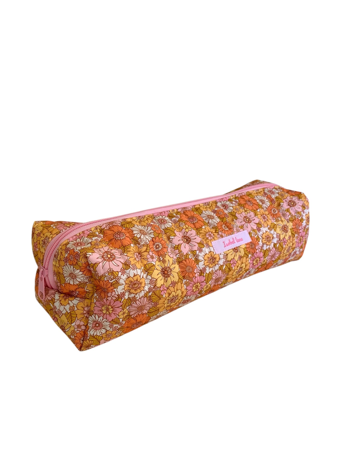Pink Coral Mustard Floral Hair Tools Bag