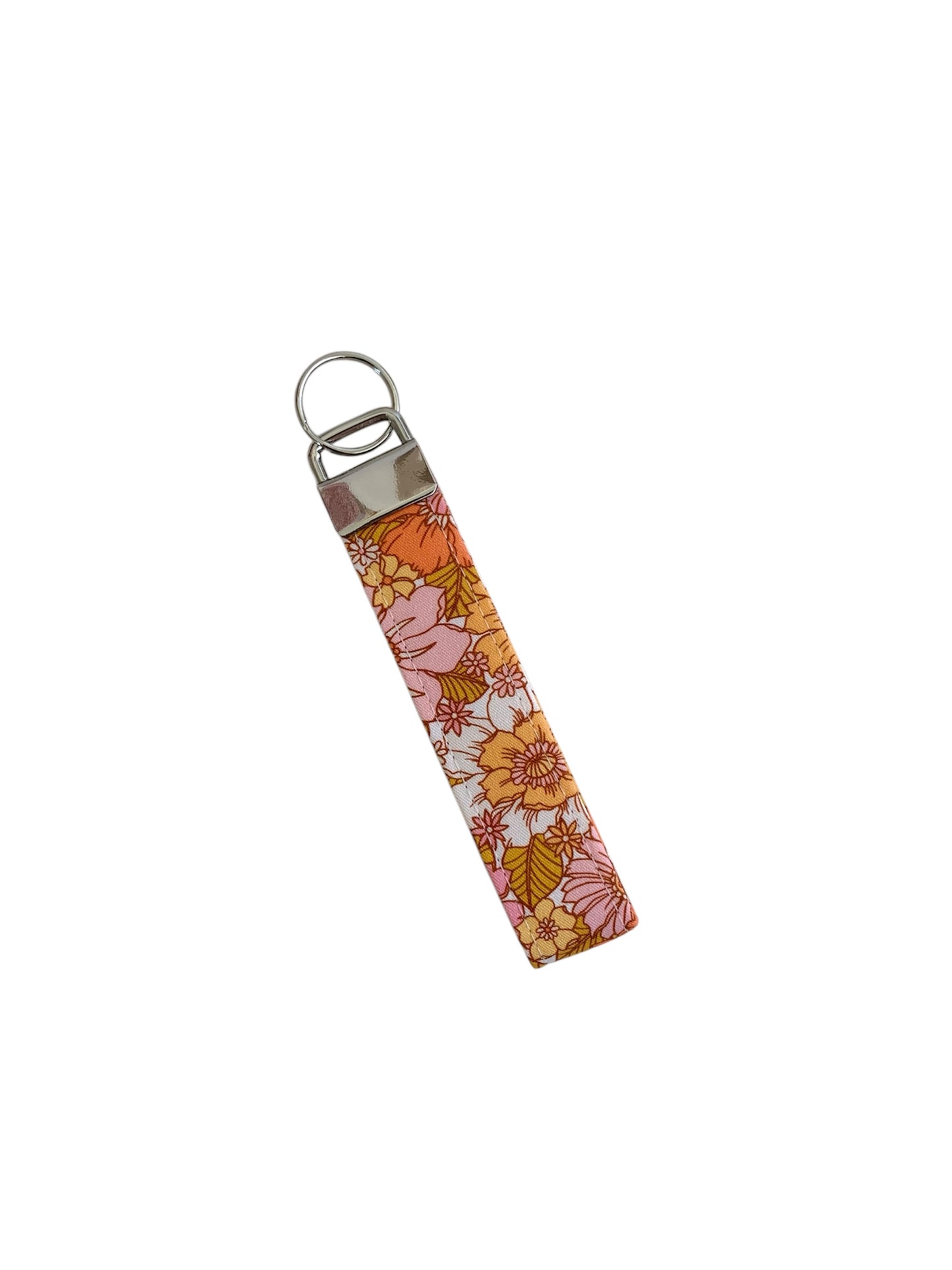 Mini Pink Coral Mustard Floral Key Chain