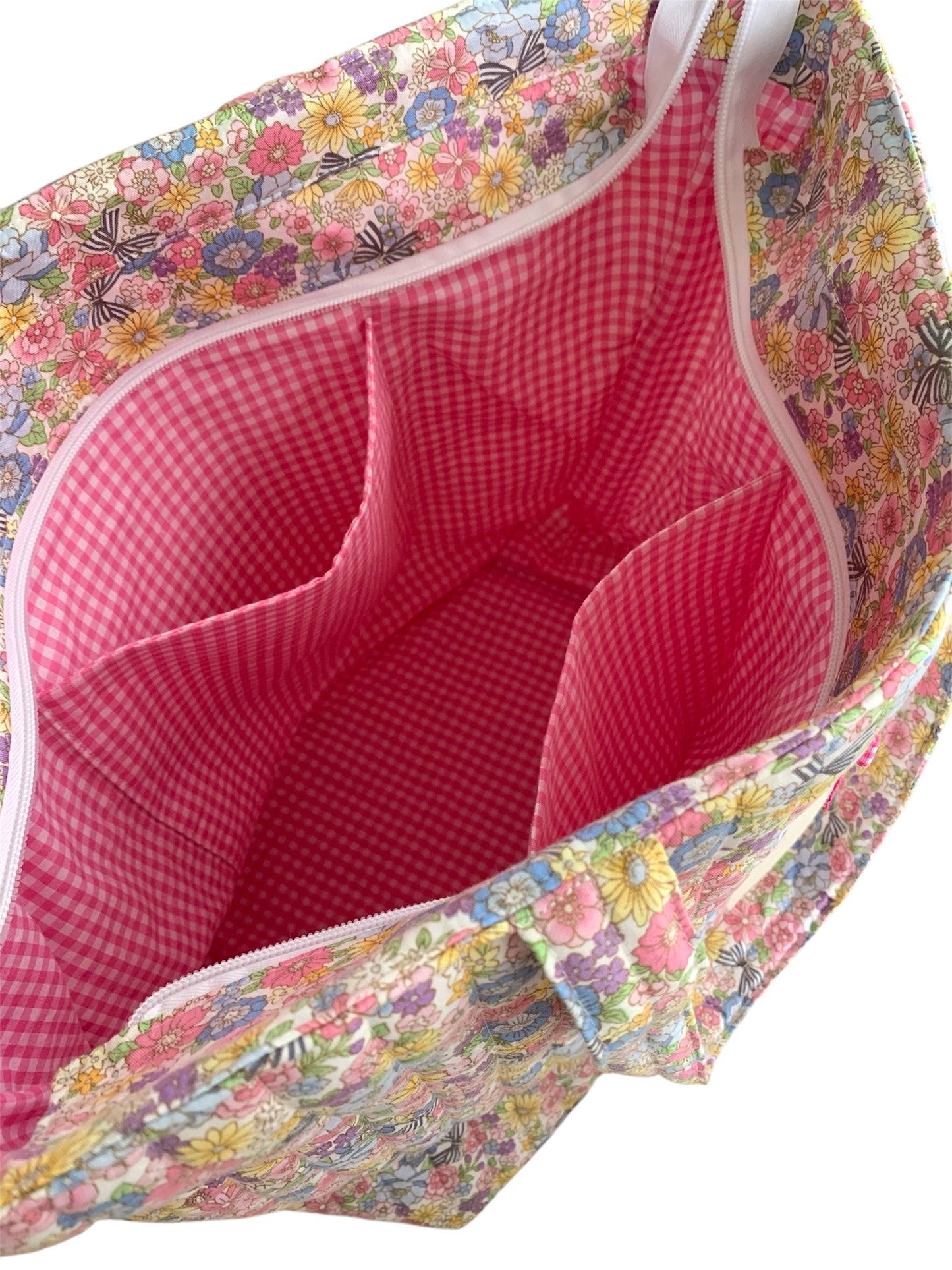 Floral Ribbon Bow Quilted Cotton Tote Bag