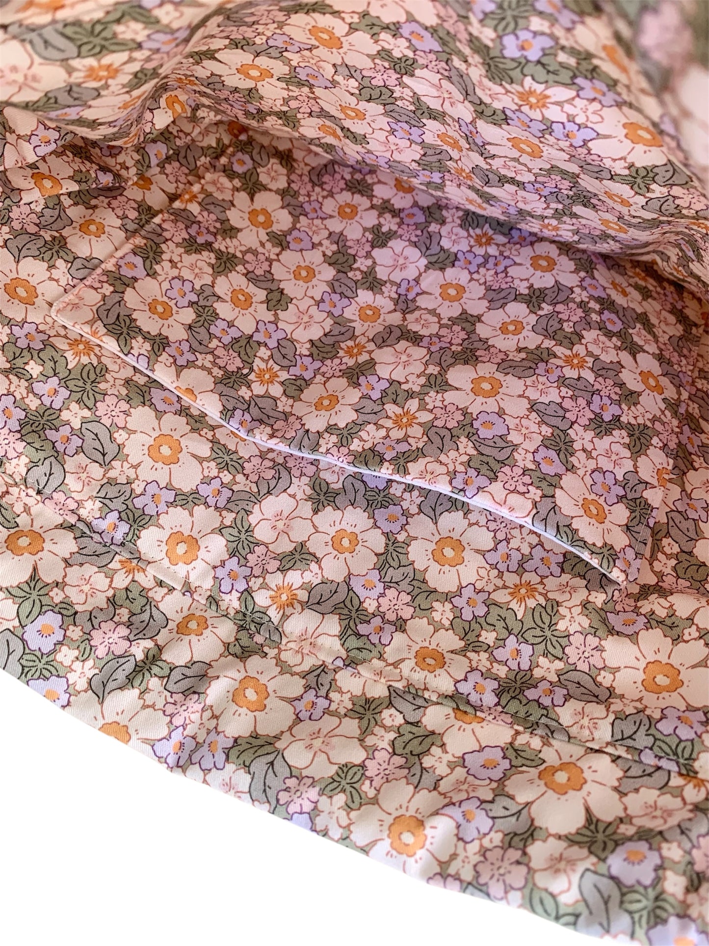 Rabbit Blossom Floral Frill Quilted Cotton Tote Bag