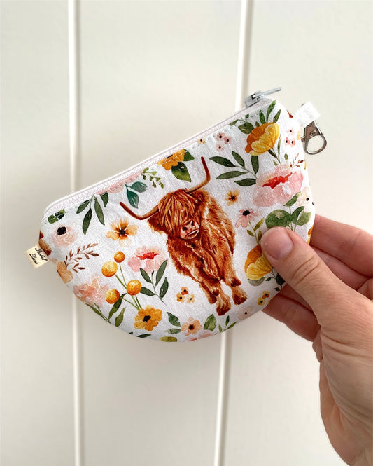 Highland Cow Coin Zipper Pouch