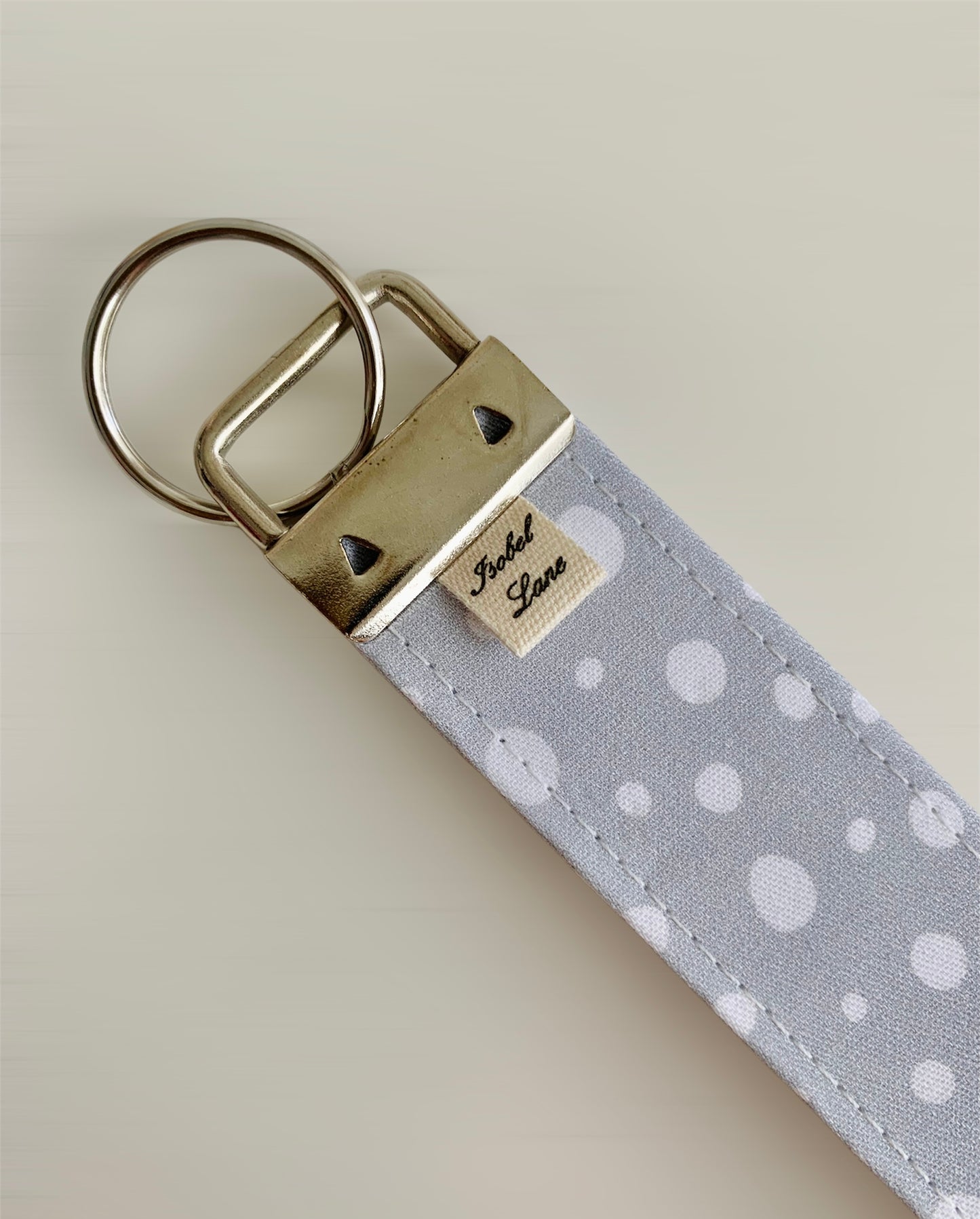 Grey Blue Spot Wristlet Key Chain