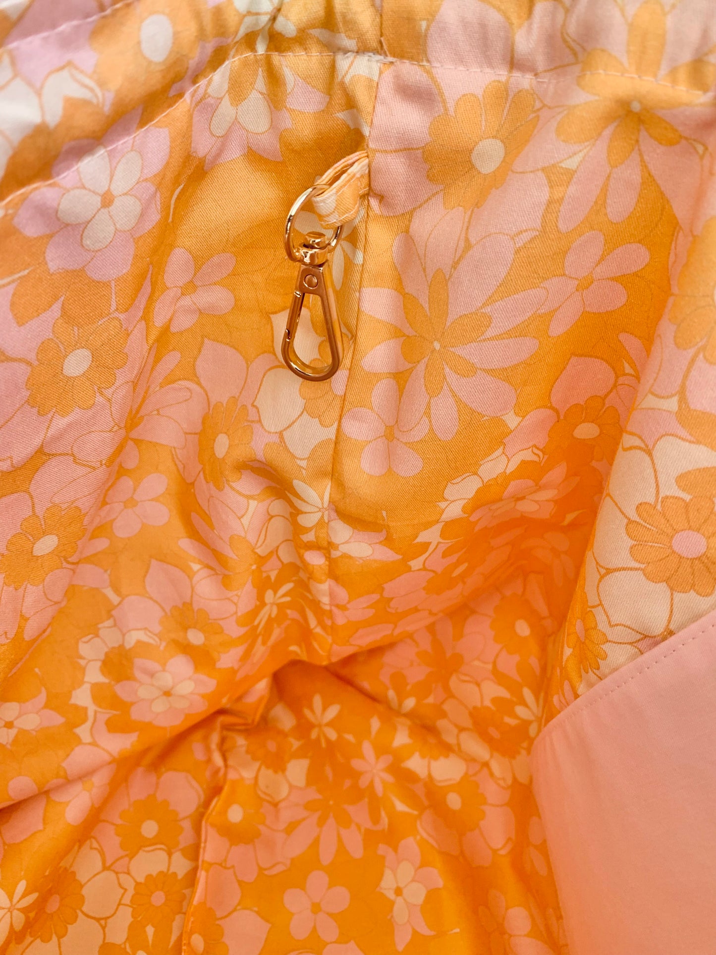 Floral Orange and Pink Cotton Canvas Tote Bag