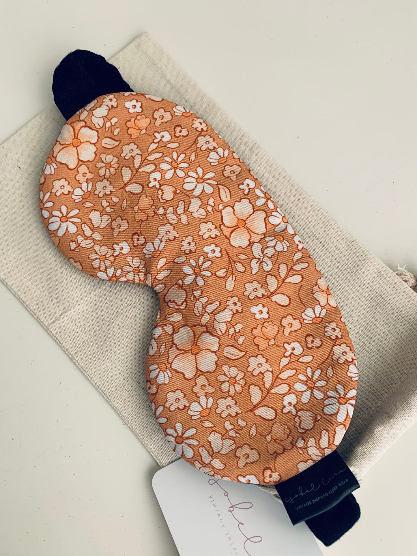 Apricot floral Cotton Sleep Eye Mask