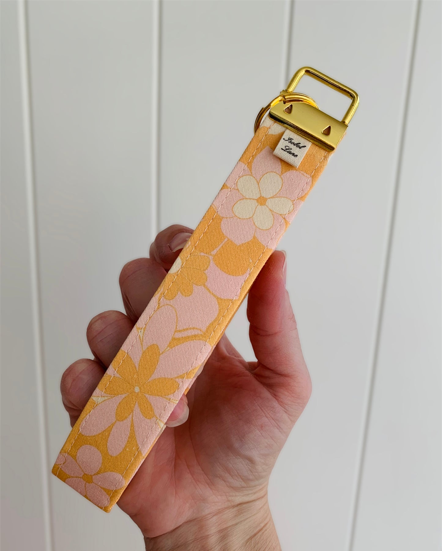 Pink and Orange Floral Wristlet Key Chain