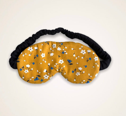 Mustard Floral Flower Cotton Sleep Eye Mask
