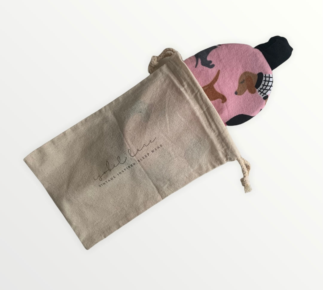 Pink Flannelette Dachshund Sausage Dog Cotton Sleep Eye Mask