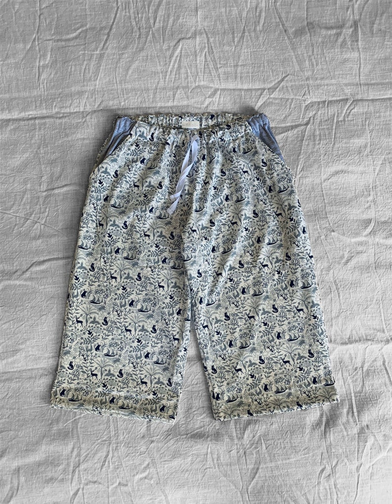 Womens Woodland Creatures 3/4 Length Capri Cotton Pyjama Pants